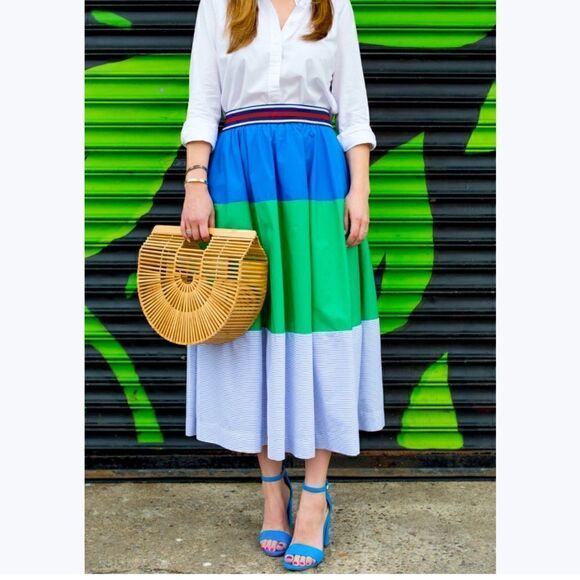 Maeve colorblocked poplin skirt - Picture 1 of 7